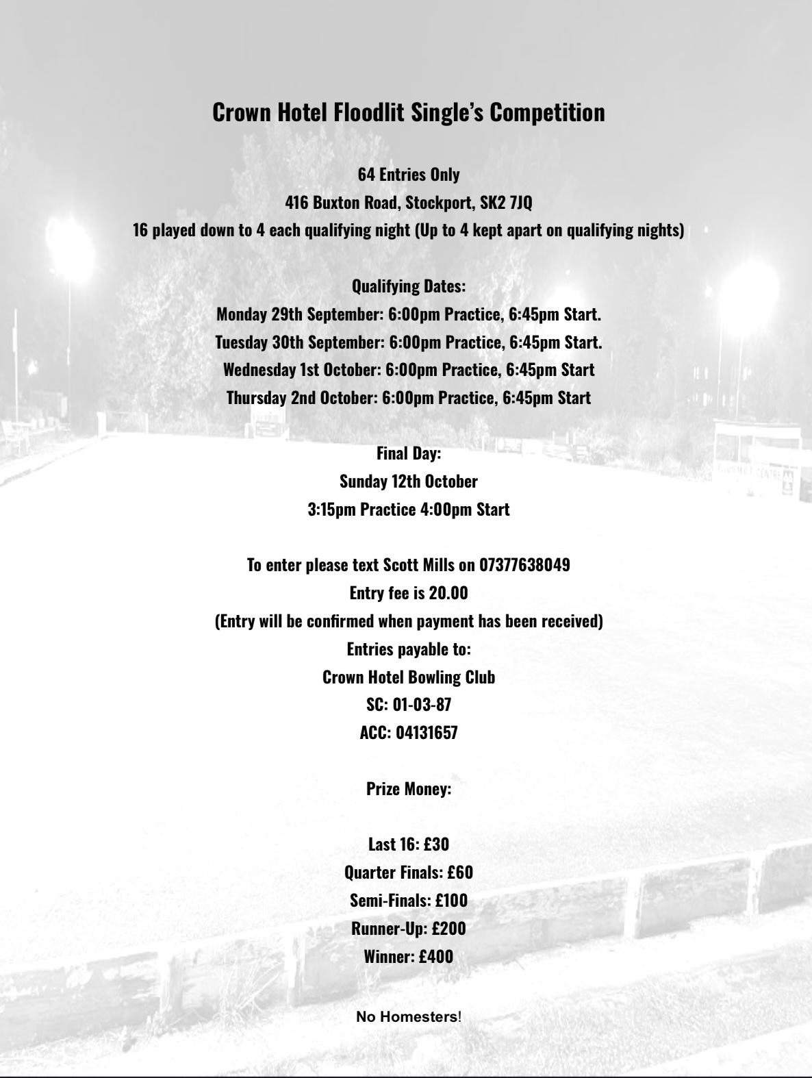 Crown Hotel Floodlit Single’s Competition